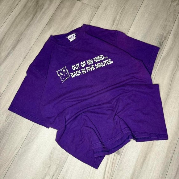 CSA Other - CSA Mens Purple Graphic T-Shirt Out Of My Mind Back In 5 Minutes Size L Cotton